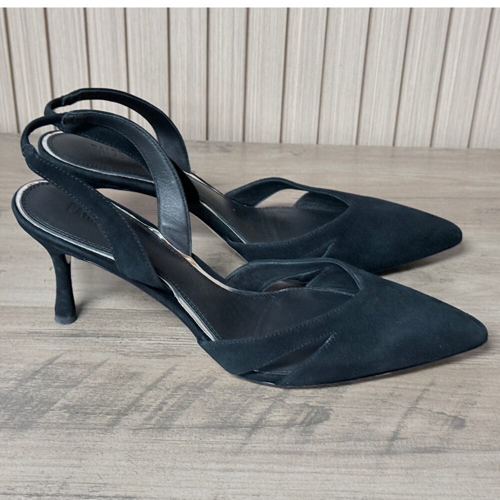 Paige Portia Slingback Pumps Black Suede Size 10